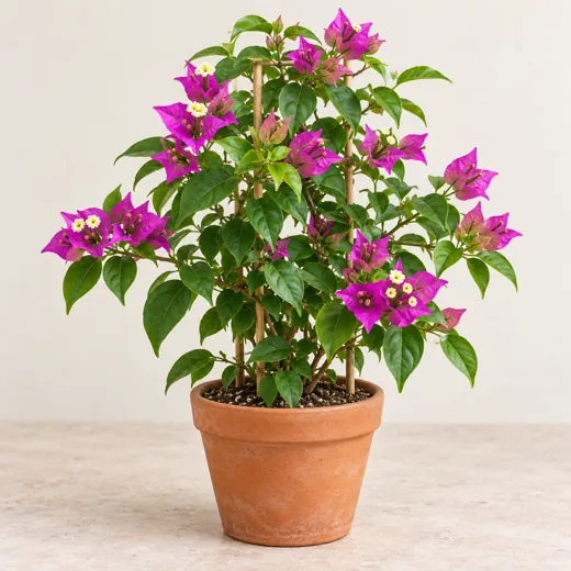 Imagen generada con IA de Buganvilla (Bougainvillea glabra e híbridos), basada en fotografía de referencia