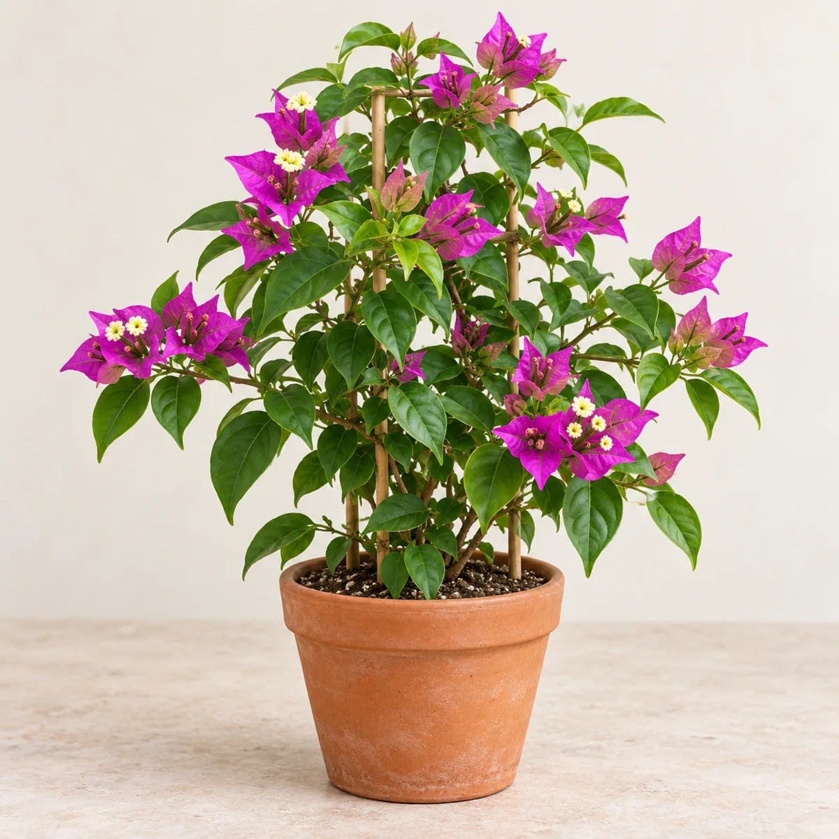 Imagen generada con IA de Buganvilla (Bougainvillea glabra e híbridos), basada en fotografía de referencia