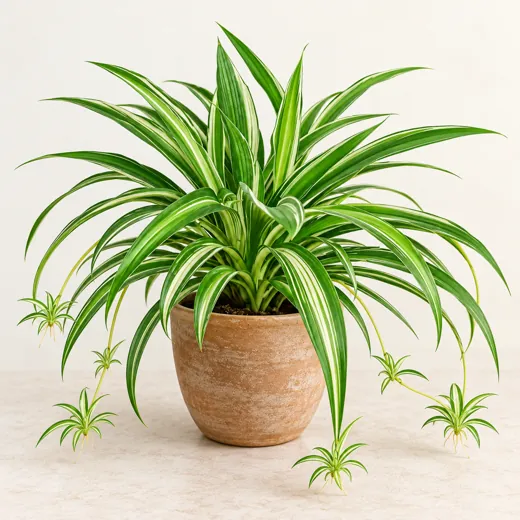 Imagen generada con IA de Cinta (Chlorophytum comosum), basada en fotografía de referencia