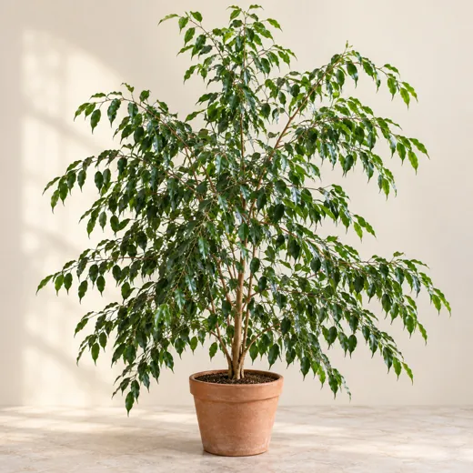 Imagen generada con IA de Ficus benjamina (Ficus benjamina), basada en fotografía de referencia