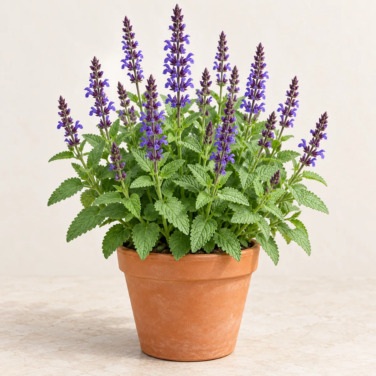 Imagen generada con IA de Salvia nemorosa (Salvia nemorosa), basada en fotografía de referencia